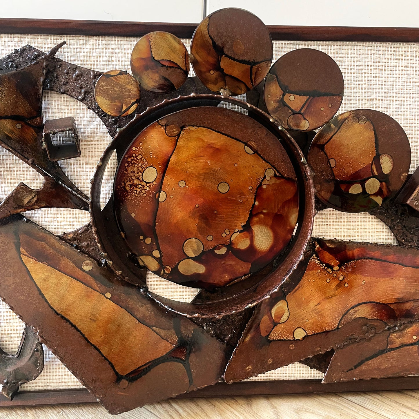 Henrik Horst Jaren 70 Deens Brutalistische Metalen Wandsculptuur