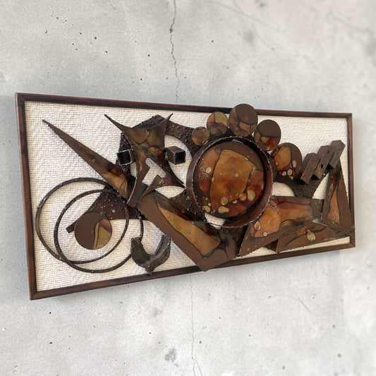 Henrik Horst Jaren 70 Deens Brutalistische Metalen Wandsculptuur
