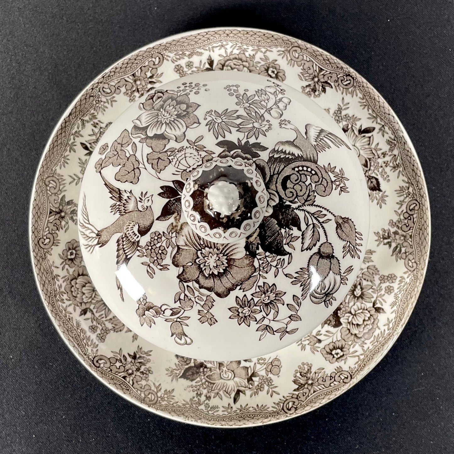 Wedgwood Fazanten Keramische Witte en Bruine Boterschaal