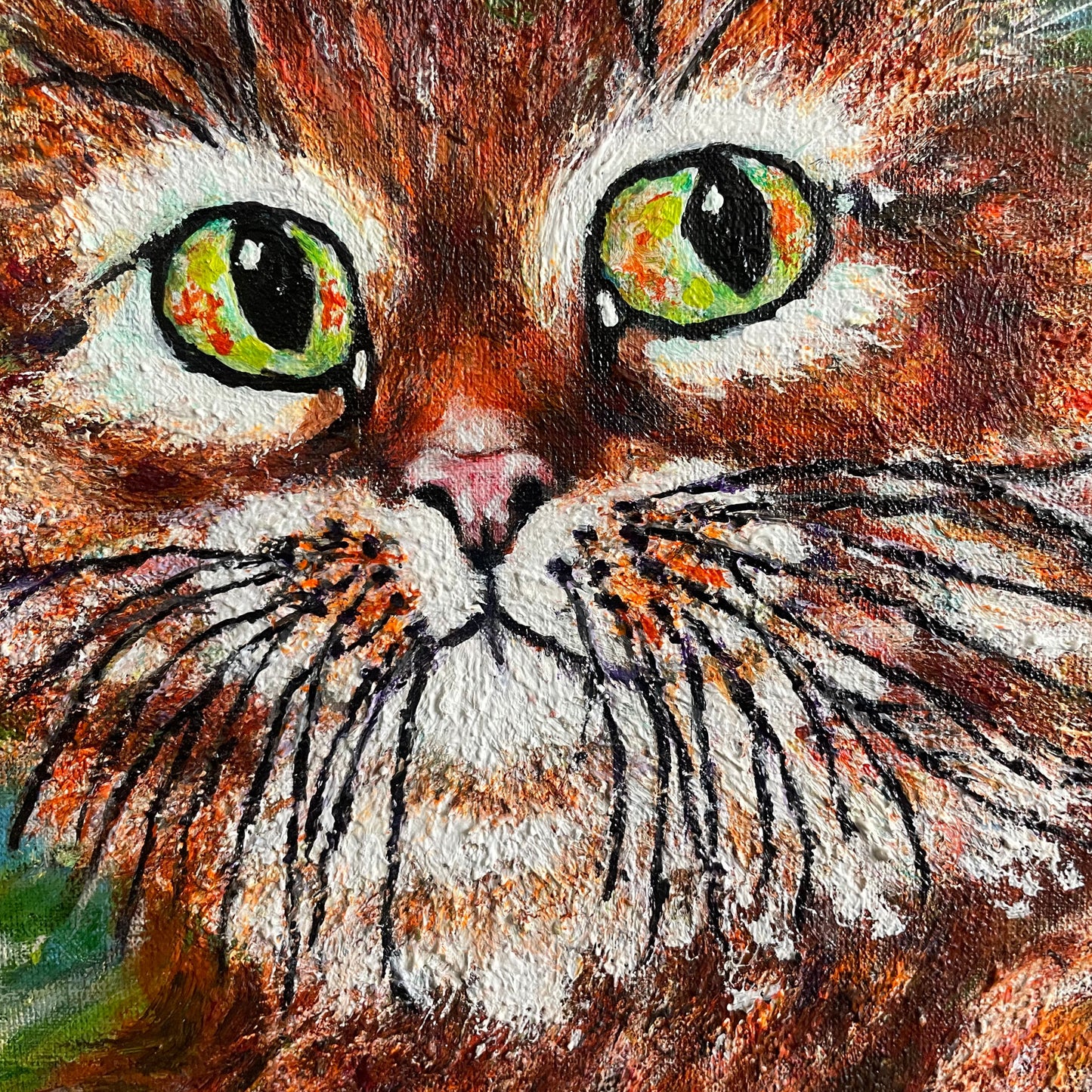 Oranje kat schilderij van de Nederlandse kunstenaar Irene van Genderen-van de Wilt