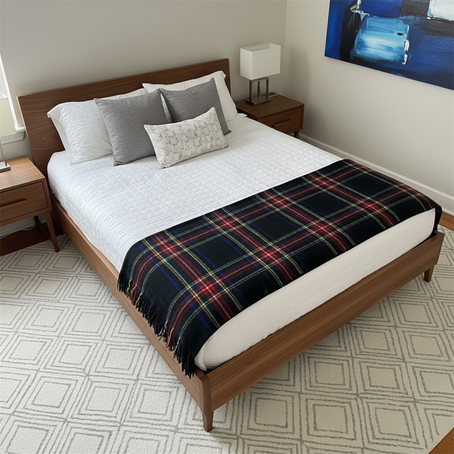 Johnston's of Elgin Scotland Luxe Plaid Tartan Deken van 100% Wol
