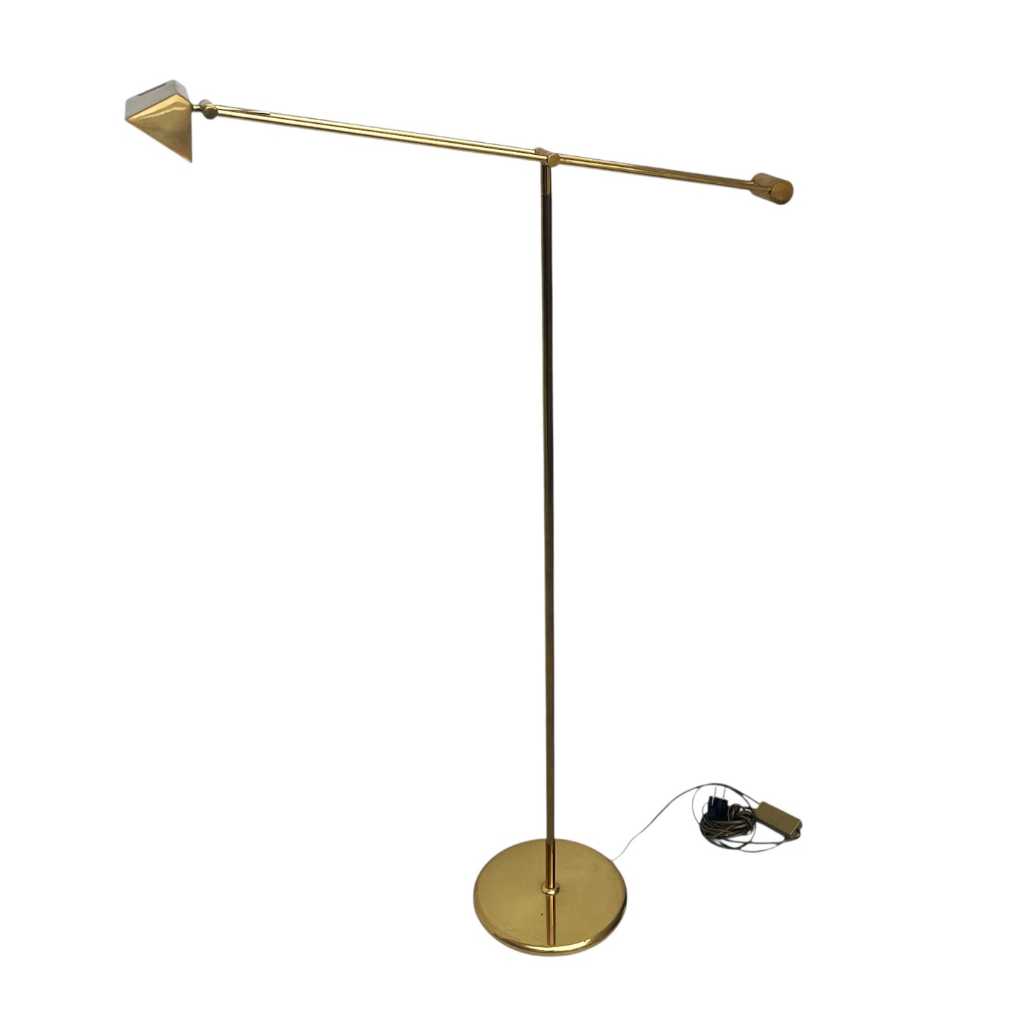 Vintage verstelbare messing vloerlamp met dimmer