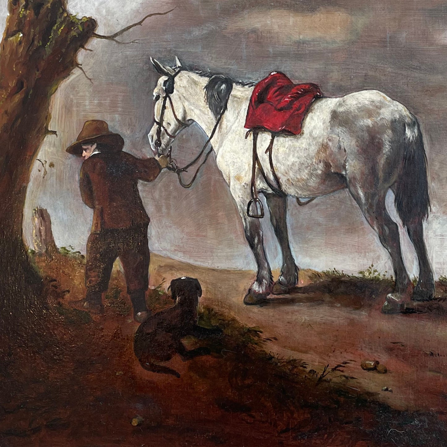 Reproductie van George Boellaard van het olieverfschilderij 'Grijze Paard' van Wouwermans