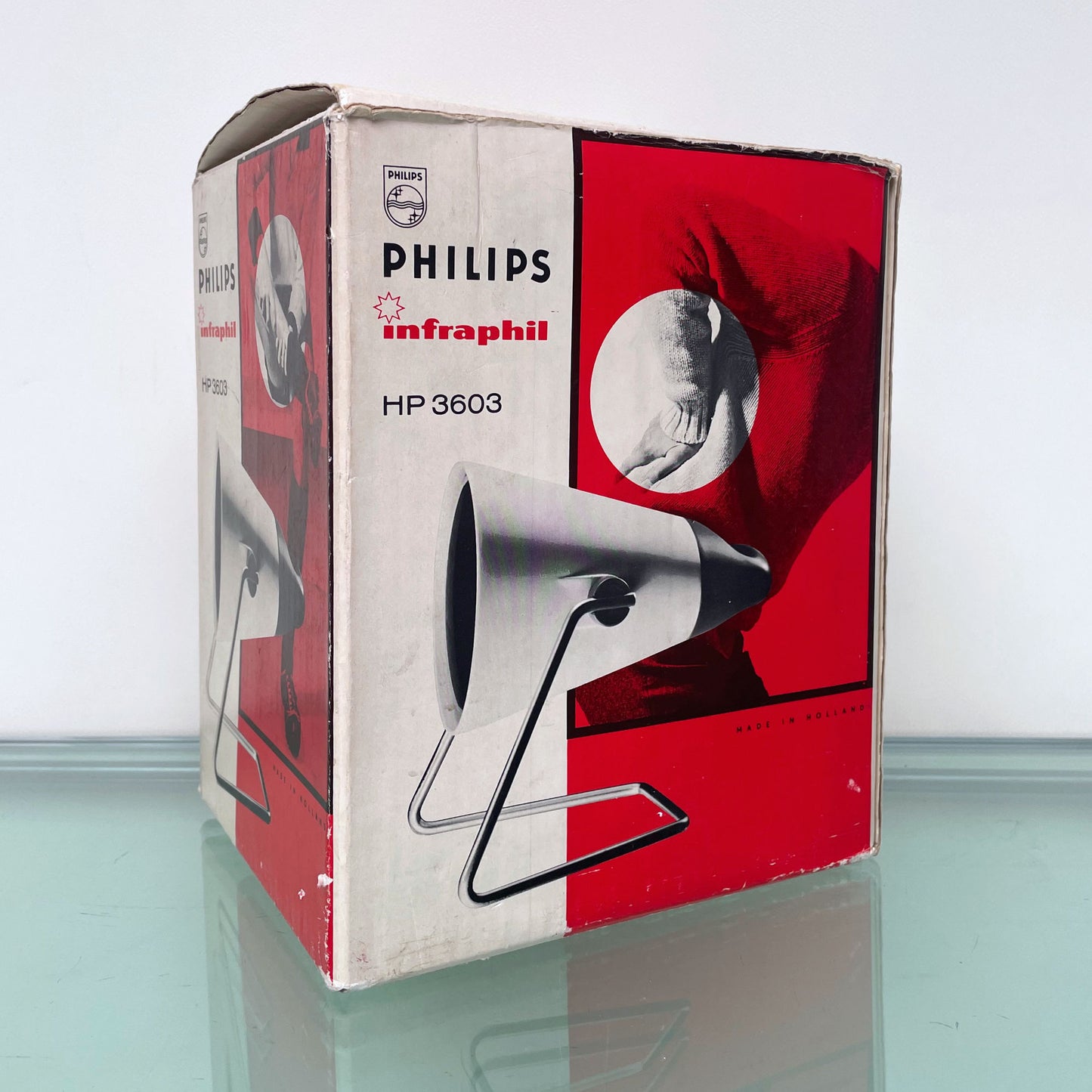 Vintage Jaren 60 Philips Infraphil HP 3603 Infraroodlamp met Doos en Handleiding