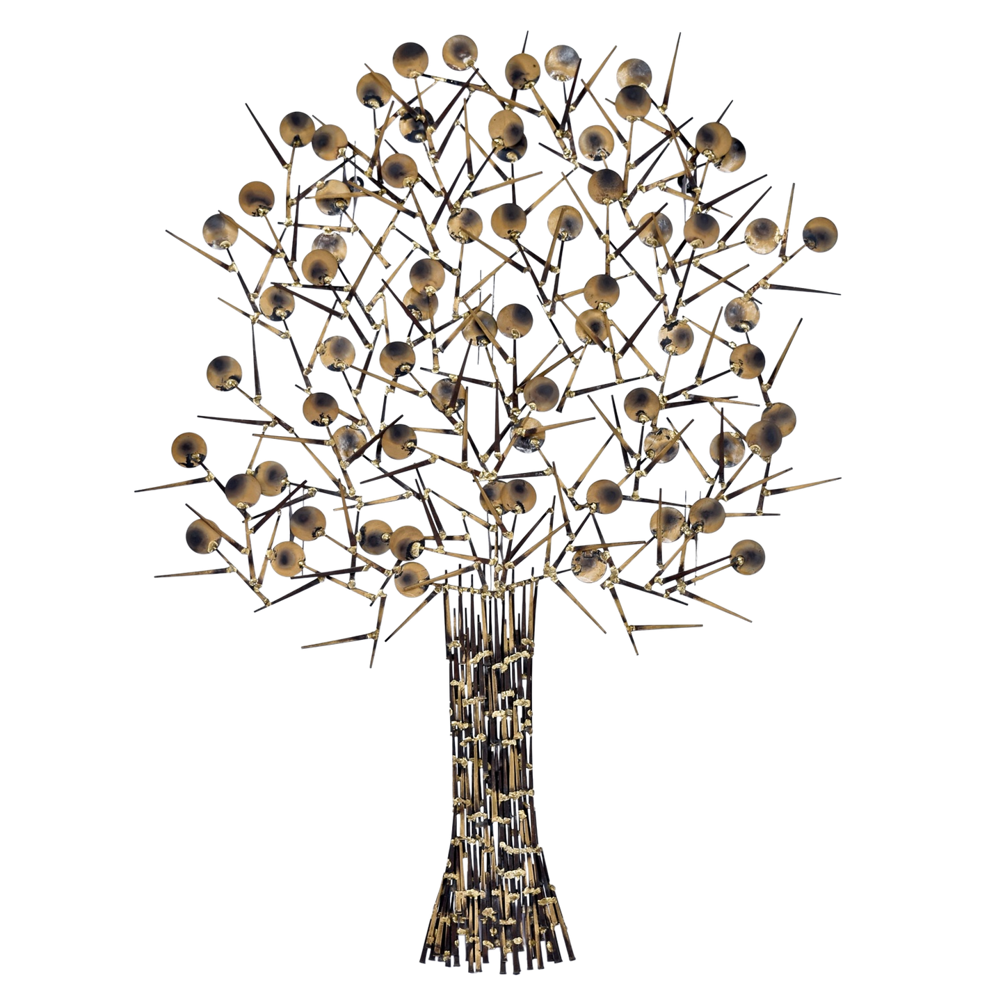 Large Marc Creates Brutalist Torch Cut Metal Nail Tree Sculpture