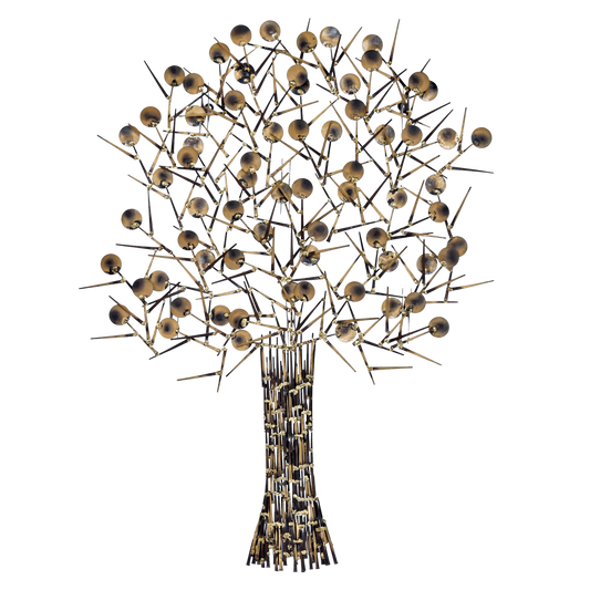 Large Marc Creates Brutalist Torch Cut Metal Nail Tree Sculpture