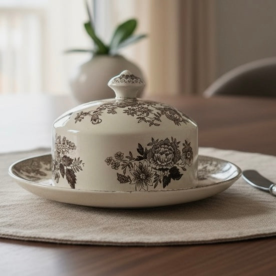 Wedgwood Fazanten Keramische Witte en Bruine Boterschaal