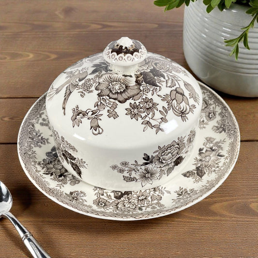 Wedgwood Fazanten Keramische Witte en Bruine Boterschaal