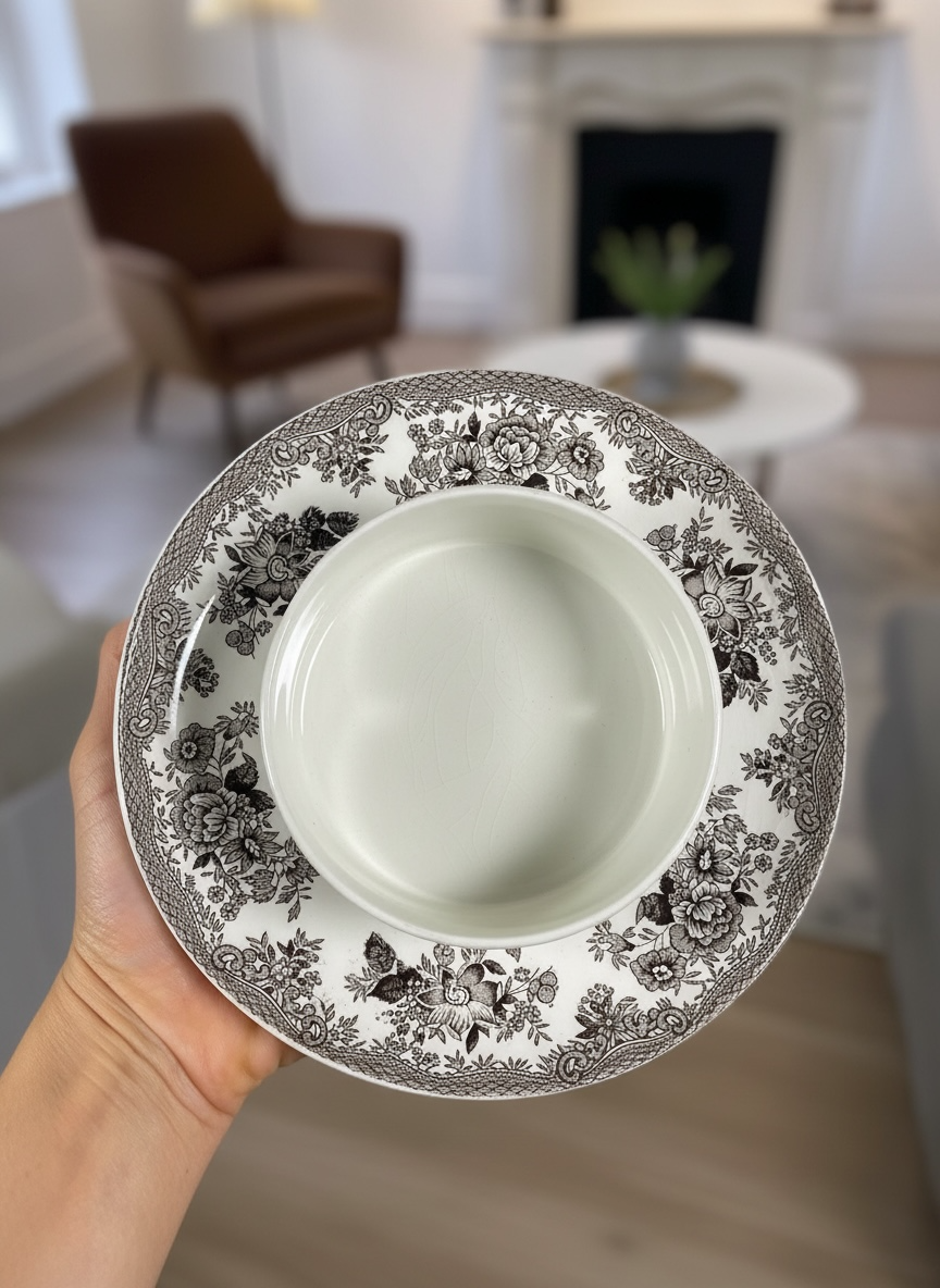 Wedgwood Fazanten Keramische Witte en Bruine Boterschaal
