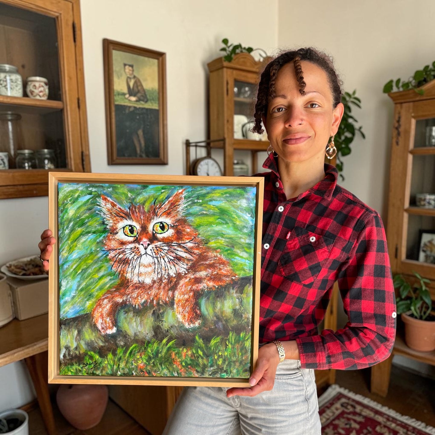 Oranje kat schilderij van de Nederlandse kunstenaar Irene van Genderen-van de Wilt