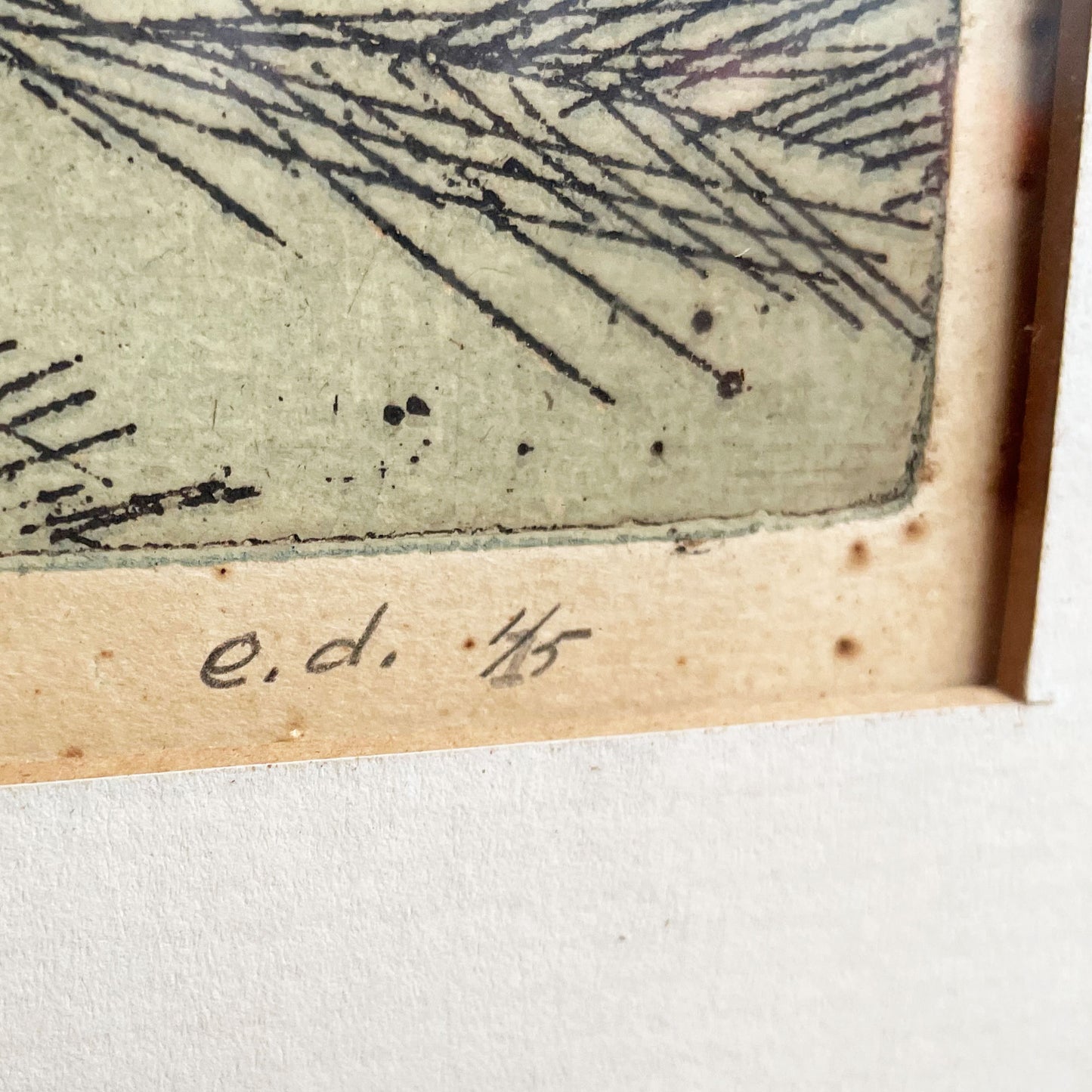 Nederlandse Ets van een springende kikker 1970 gesigneerde en genummerde prent