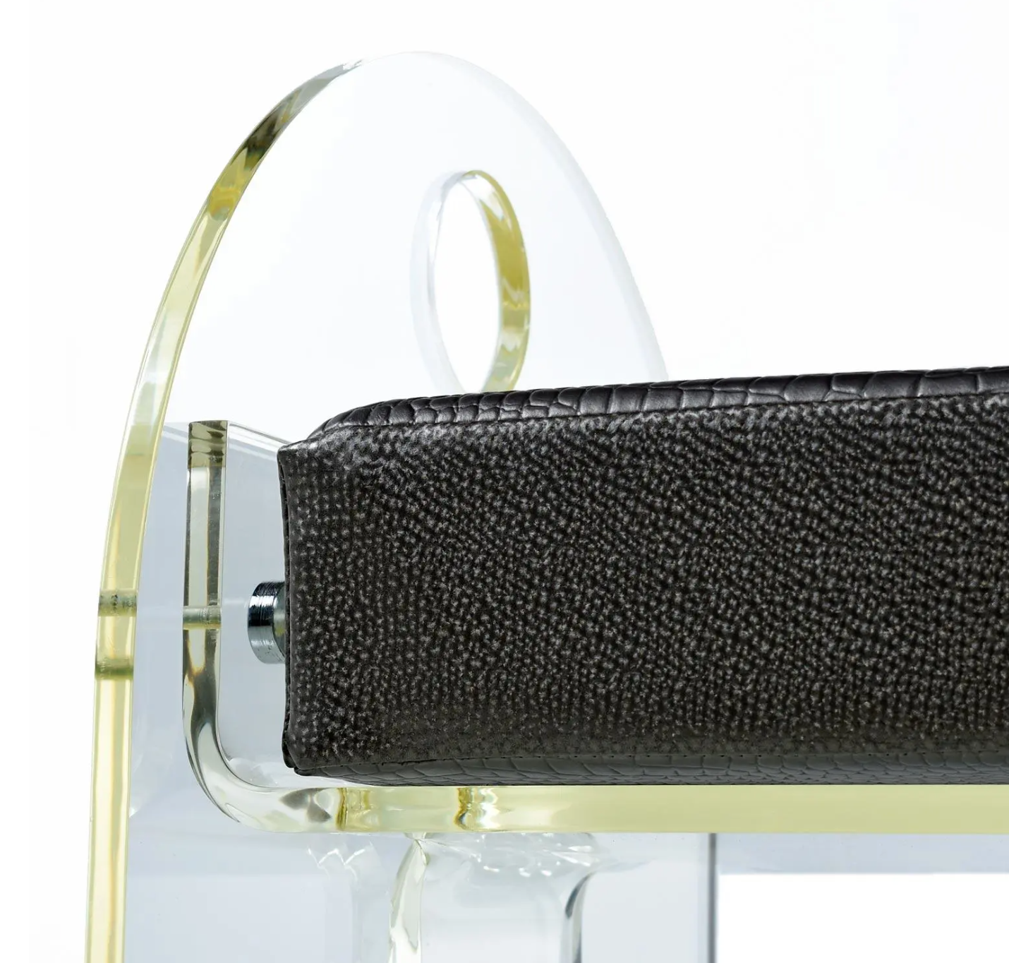 Lucite Vanity Stool Bench with New Faux Snakeskin Upholstery