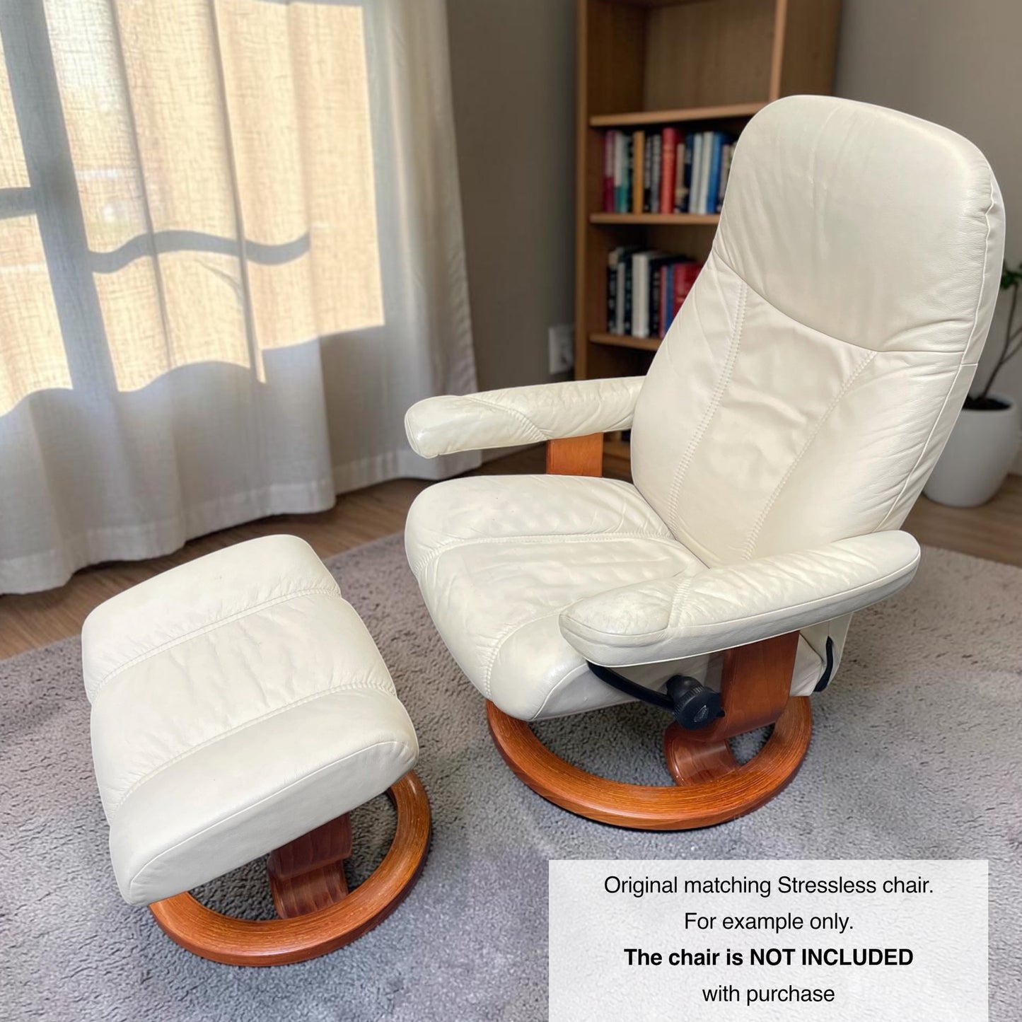Ekornes Stressless voetenbankje van leer en hout