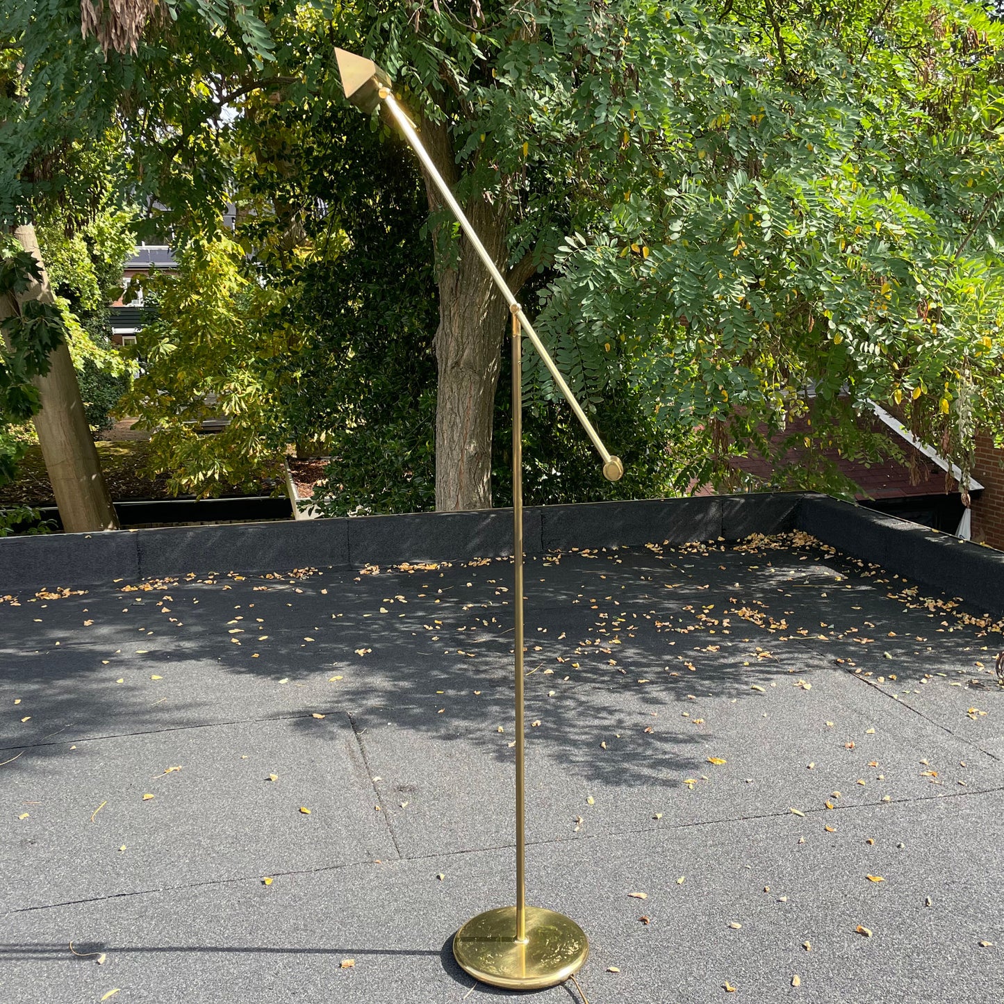 Vintage verstelbare messing vloerlamp met dimmer