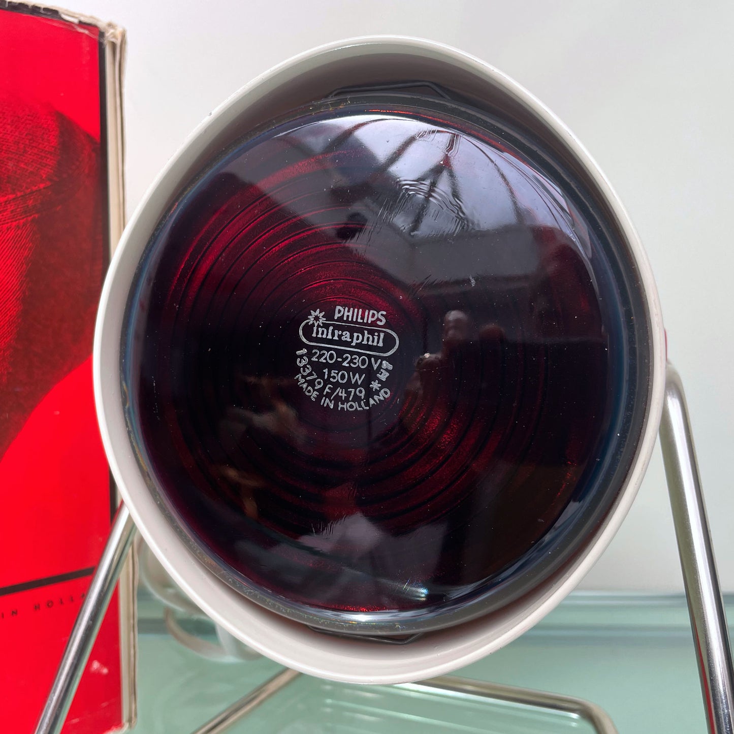 Vintage Jaren 60 Philips Infraphil HP 3603 Infraroodlamp met Doos en Handleiding