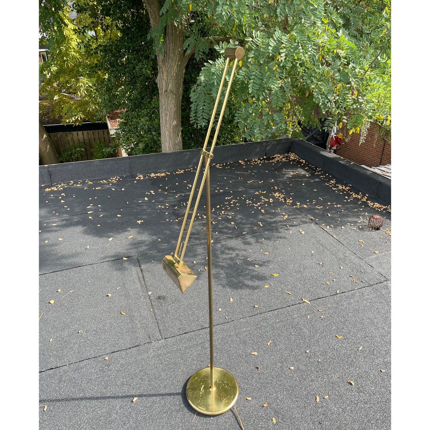 Vintage verstelbare messing vloerlamp met dimmer