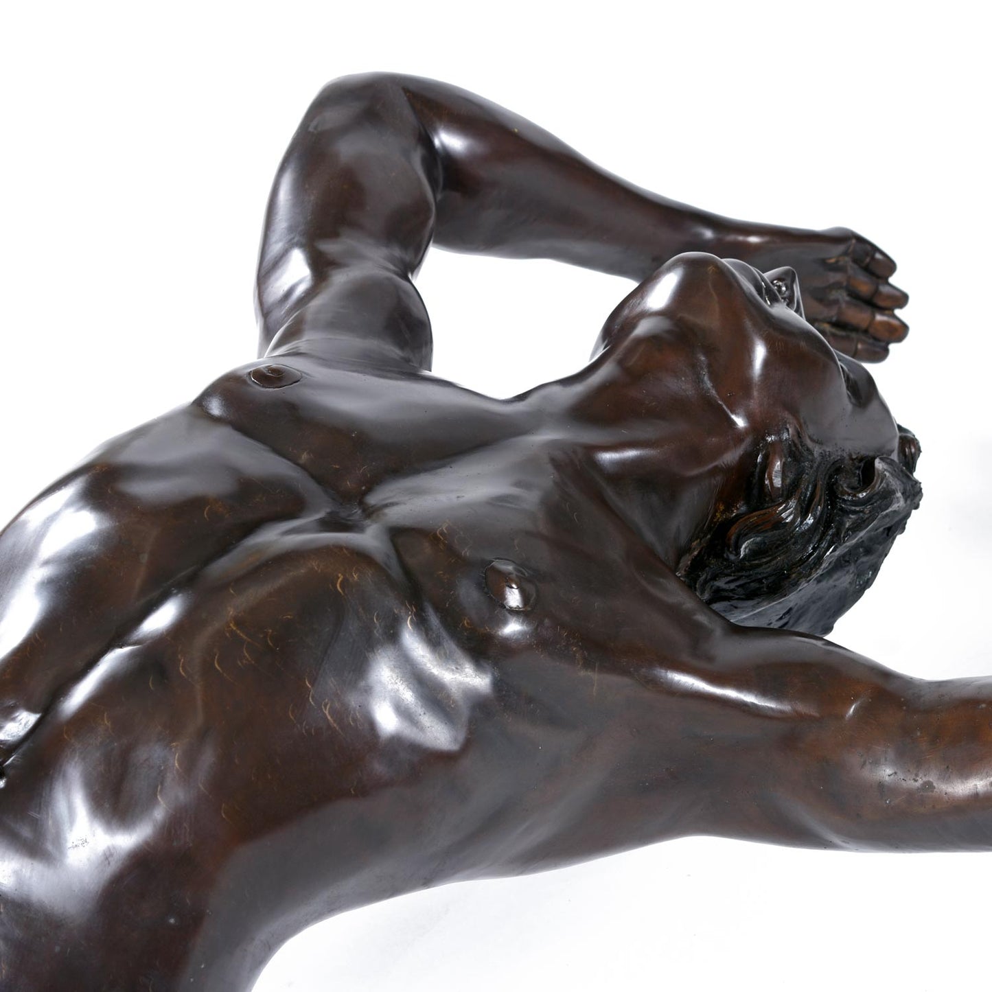 C. Conndray Bronze Figural Sculpture Coffee Table with Glass Top