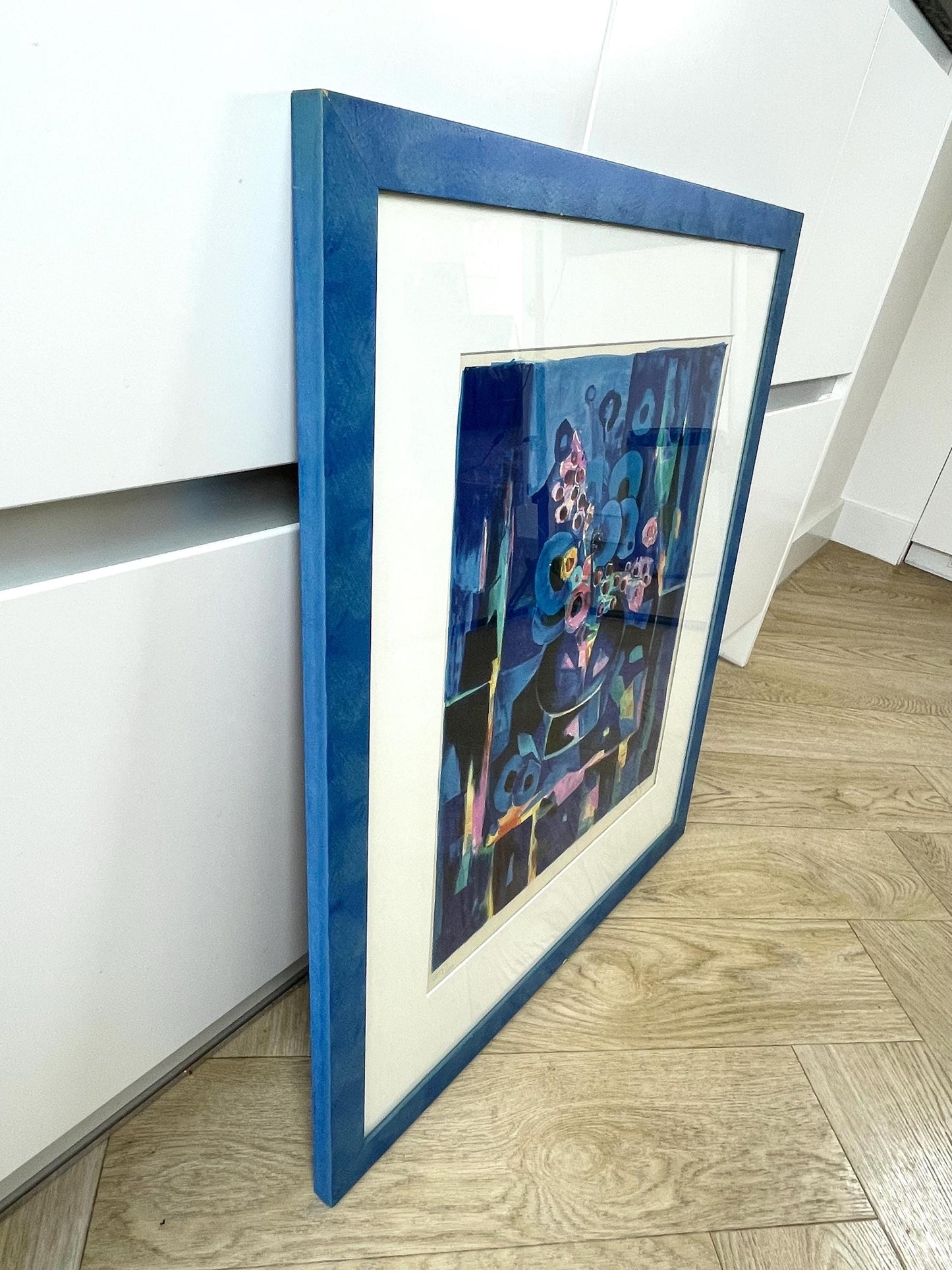 Tony Agostini Pencil Signed Limited Bouquet Au Vase Bleu Lithograph Custom Frame