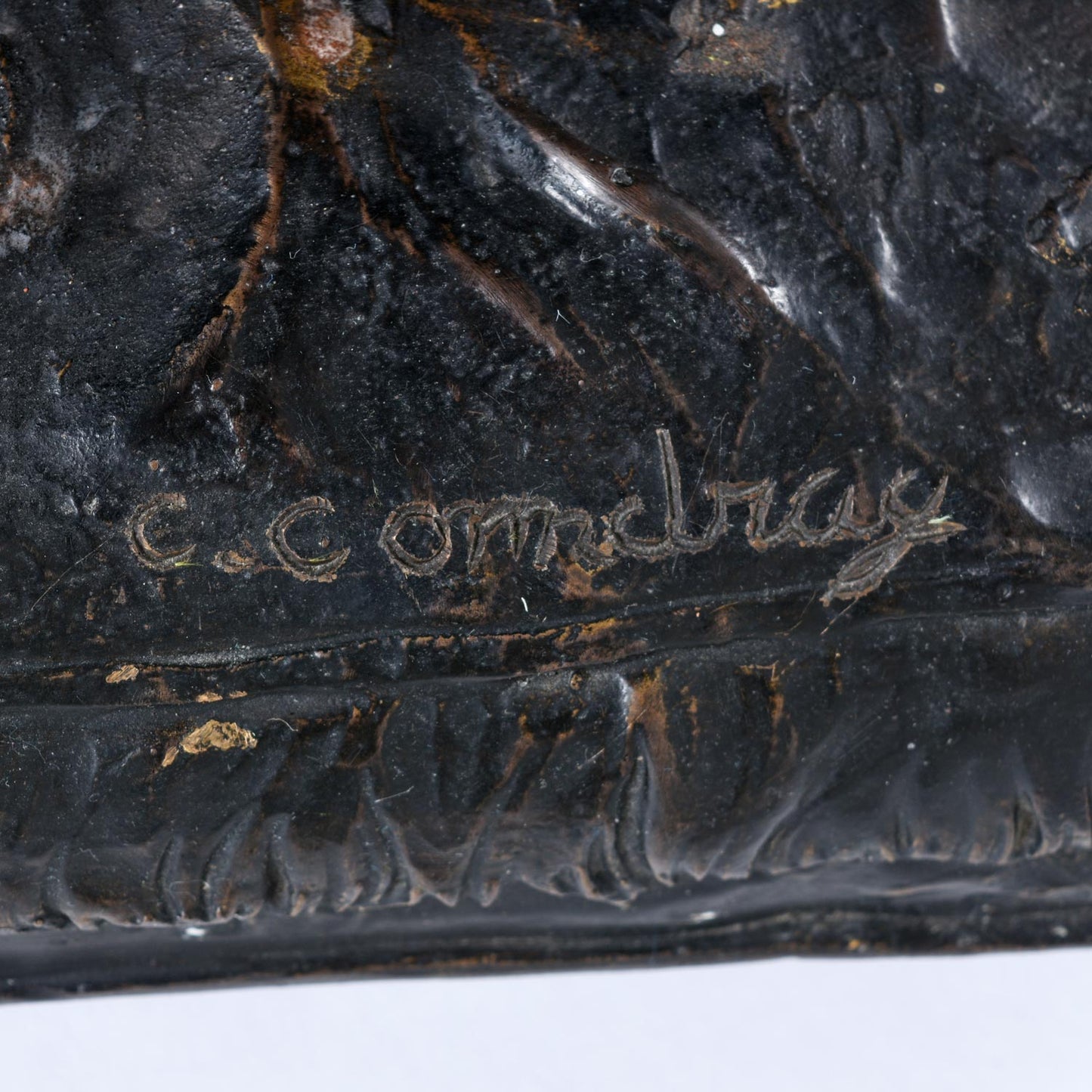 C. Conndray Bronze Figural Sculpture Coffee Table with Glass Top