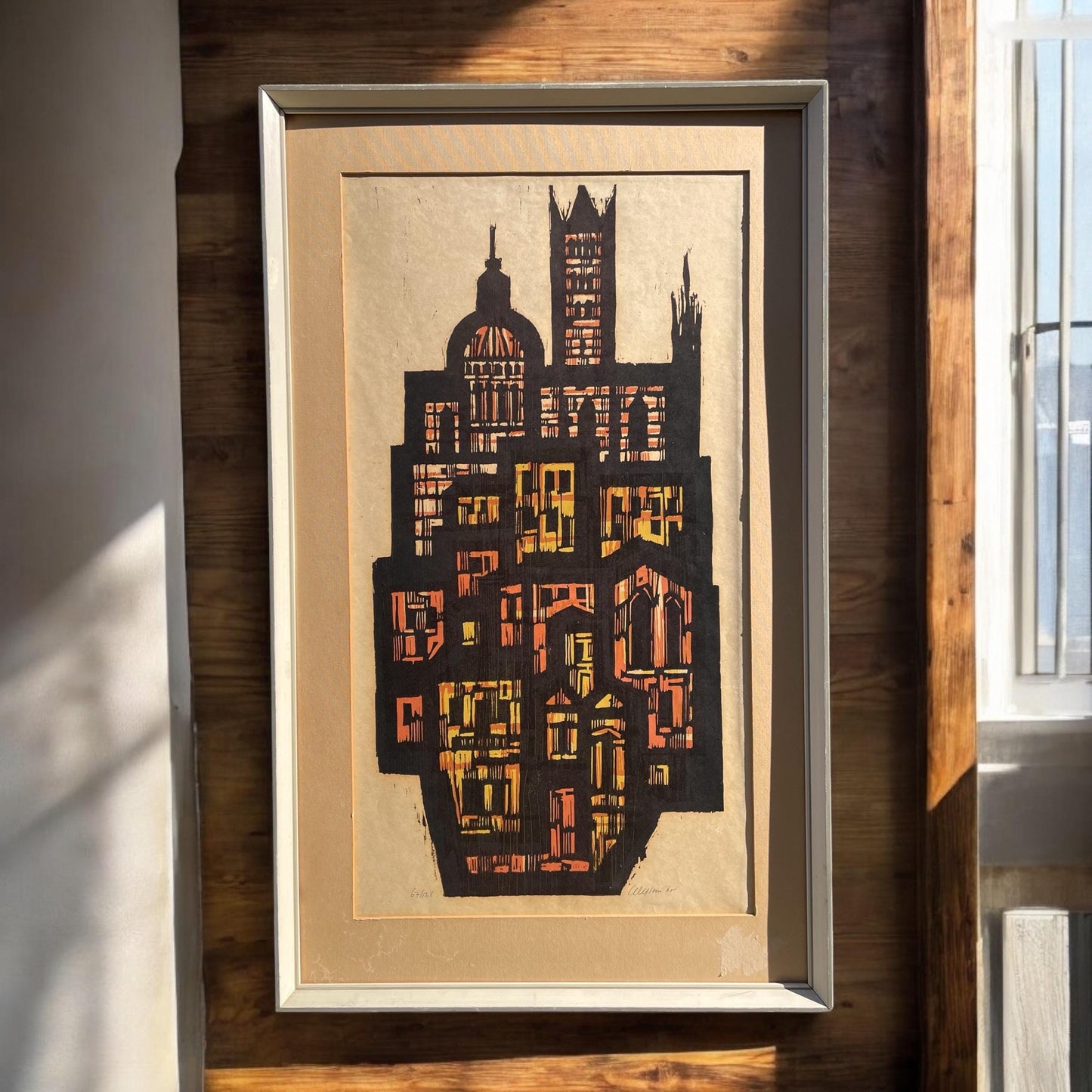 Akke Sins Pencil Signed Citscape Litho Vintage 1960s