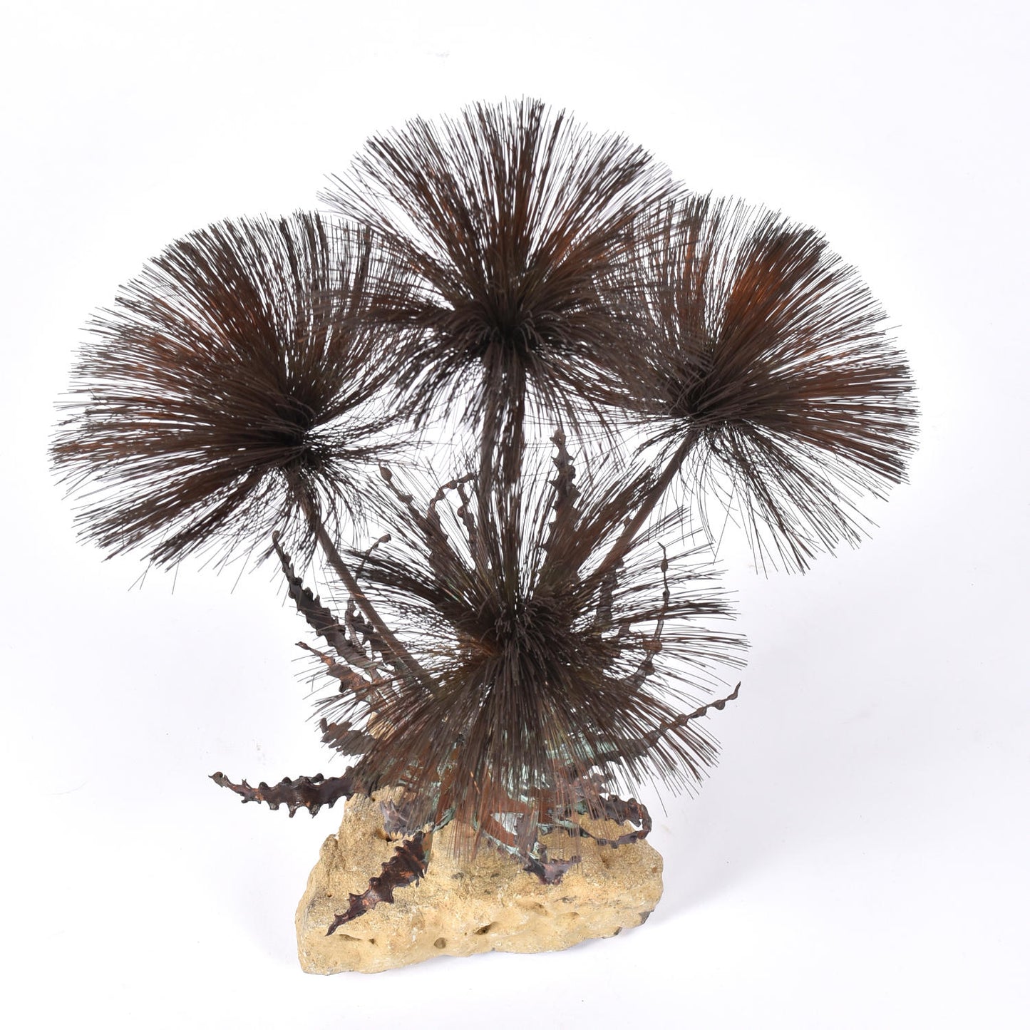 John Steck Desert Rose Metal and Stone Vintage Brutalist Sculpture