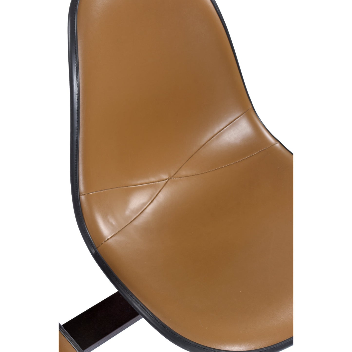 Herman Miller Eames Tandem Bench with Brown Naugahyde Pad Shell Chairs