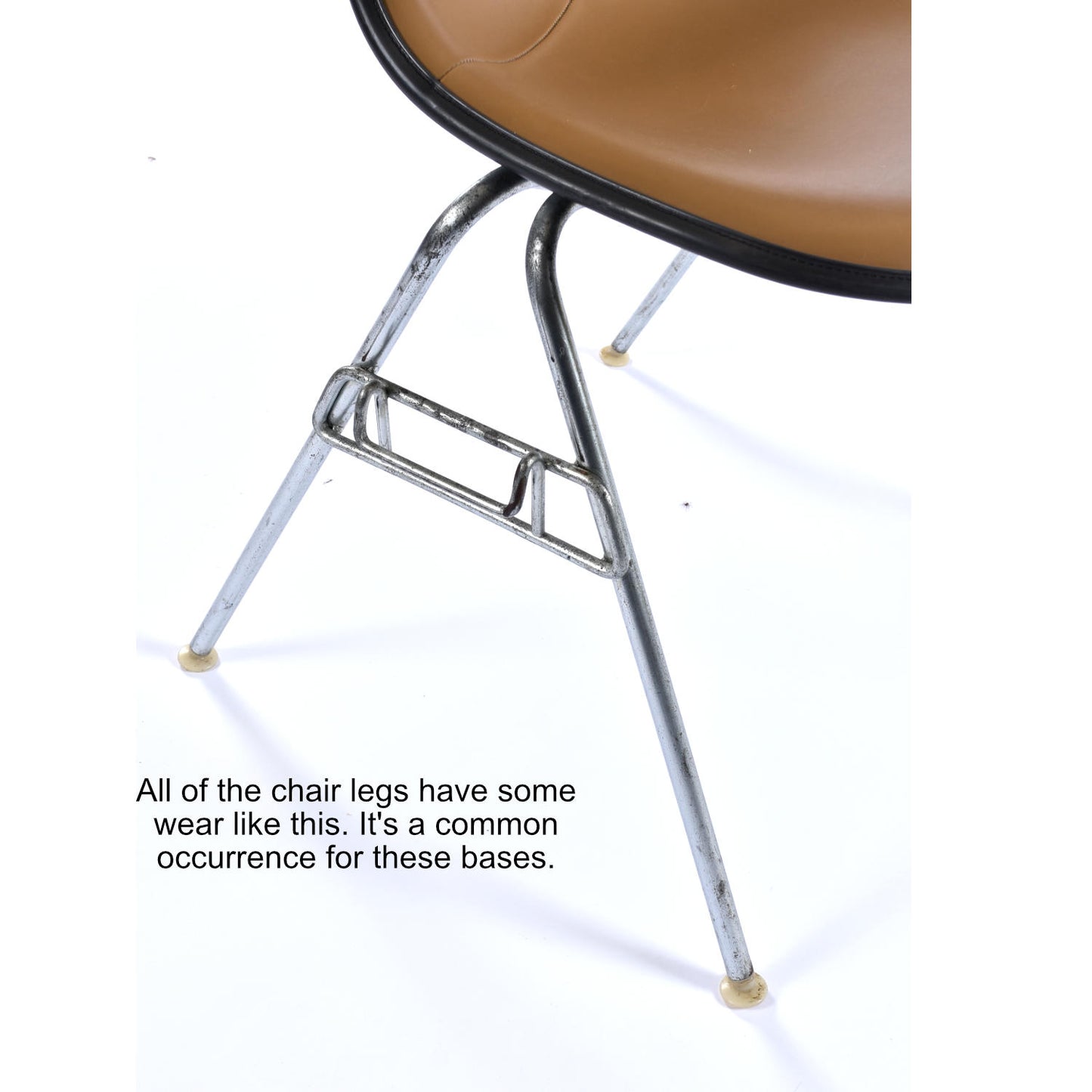 6 Herman Miller Eames Stacking Shell Chairs with Brown Naugahyde Pads