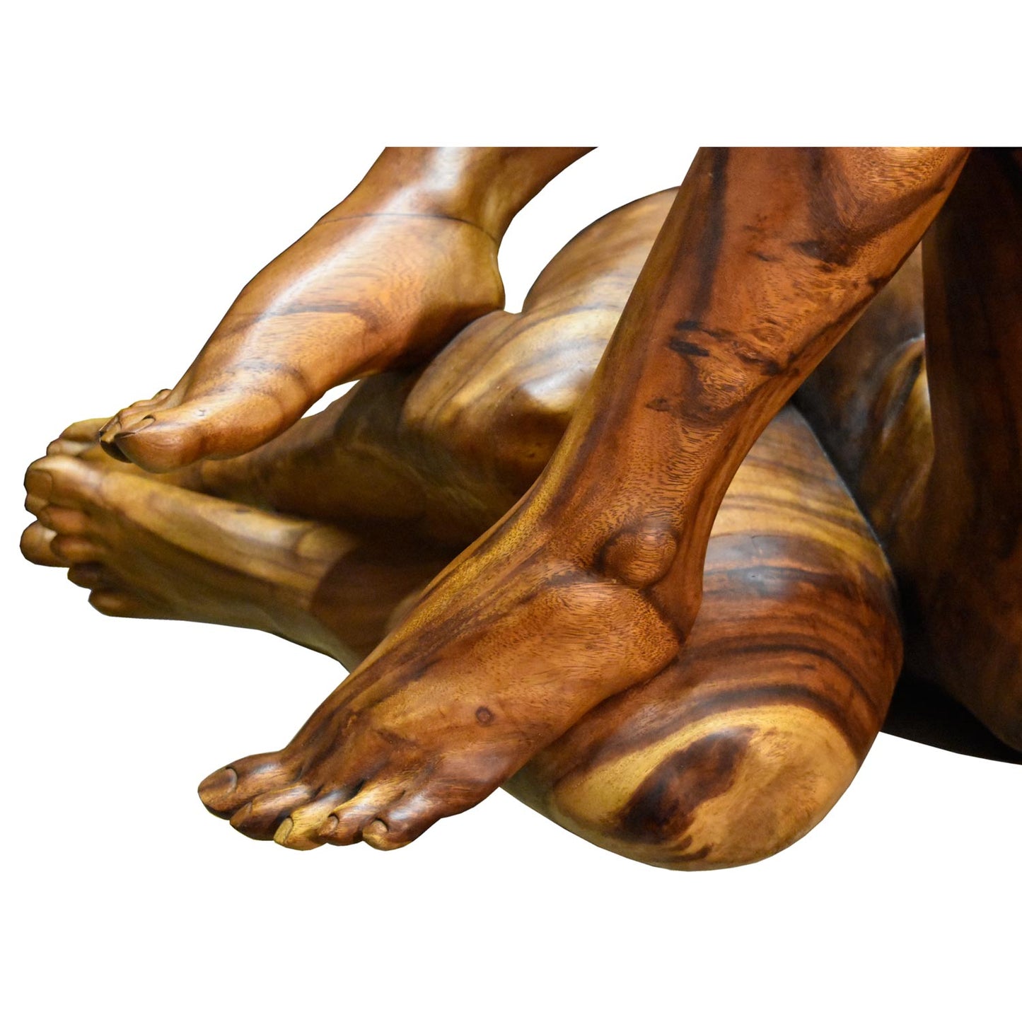 Massive Hand Carved Monkey Pod Exotic Hardwood Lovers Embrace Coffee Table