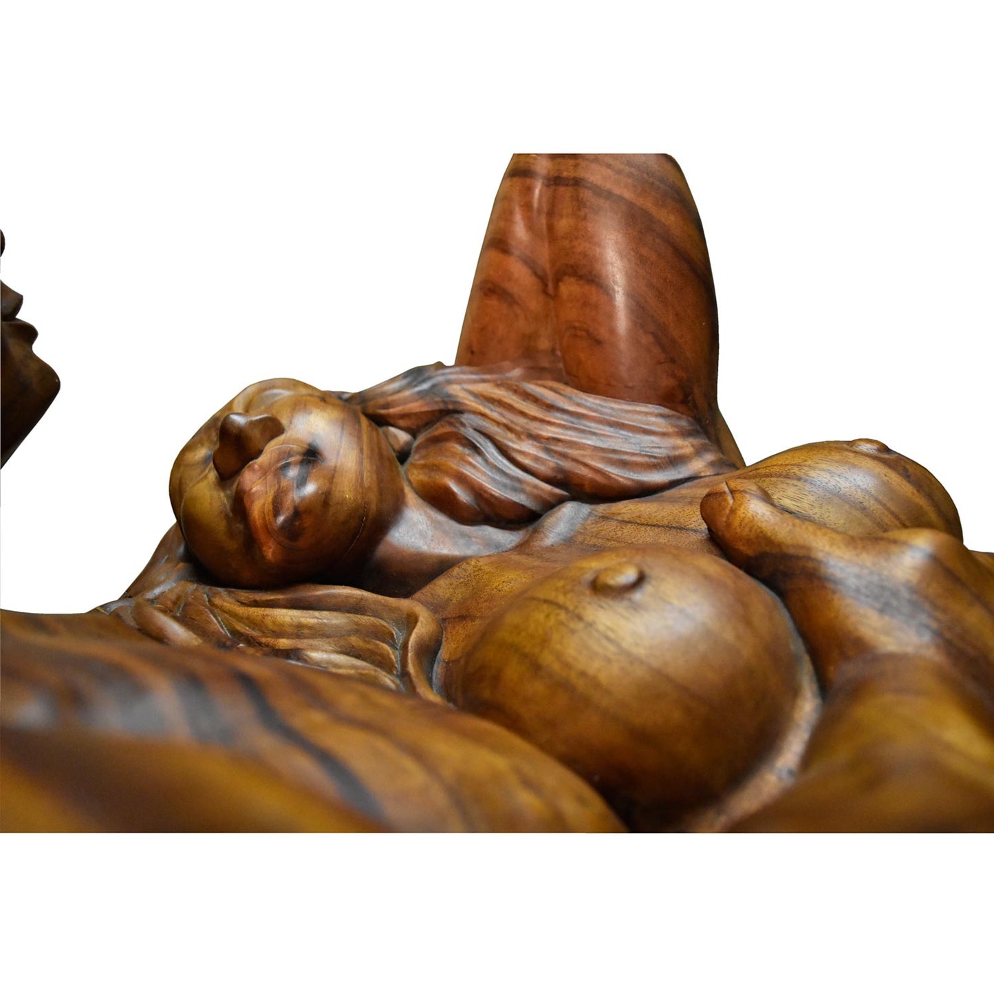 Massive Hand Carved Monkey Pod Exotic Hardwood Lovers Embrace Coffee Table