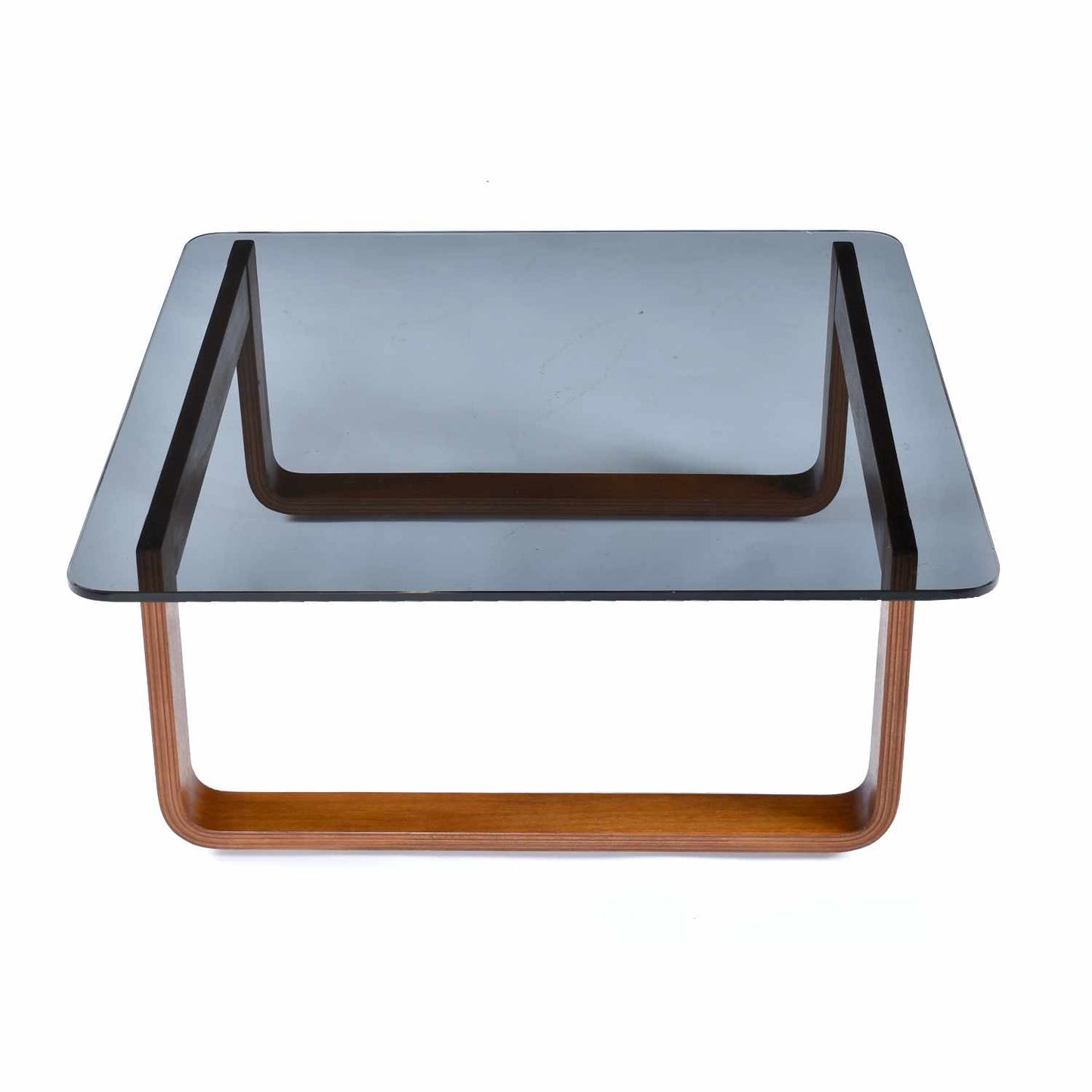 Vintage 1970s Minimalist Modern Frank Lowen for Tessa T4 Teak and Glass Square Side Table or Coffee Table