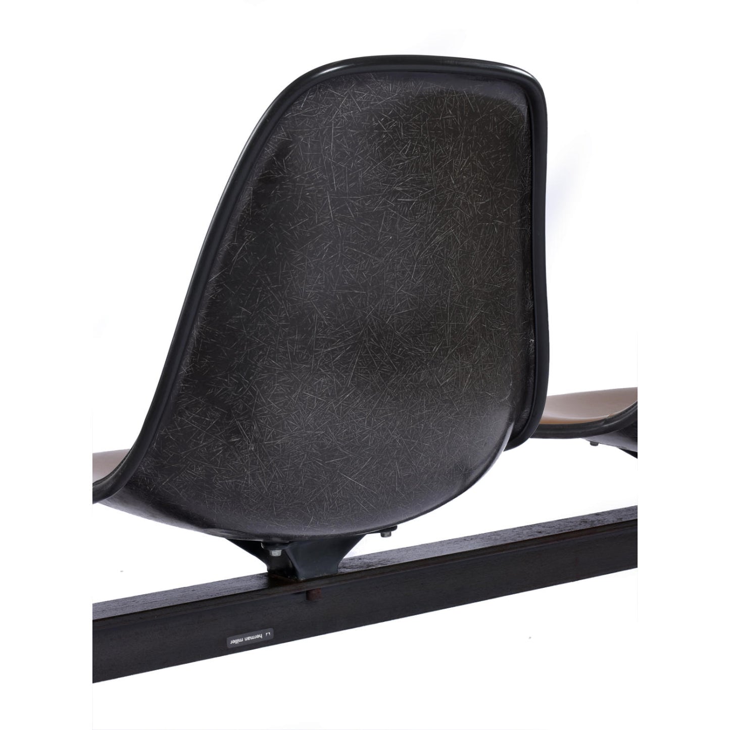 Herman Miller Eames Tandem Bench with Brown Naugahyde Pad Shell Chairs