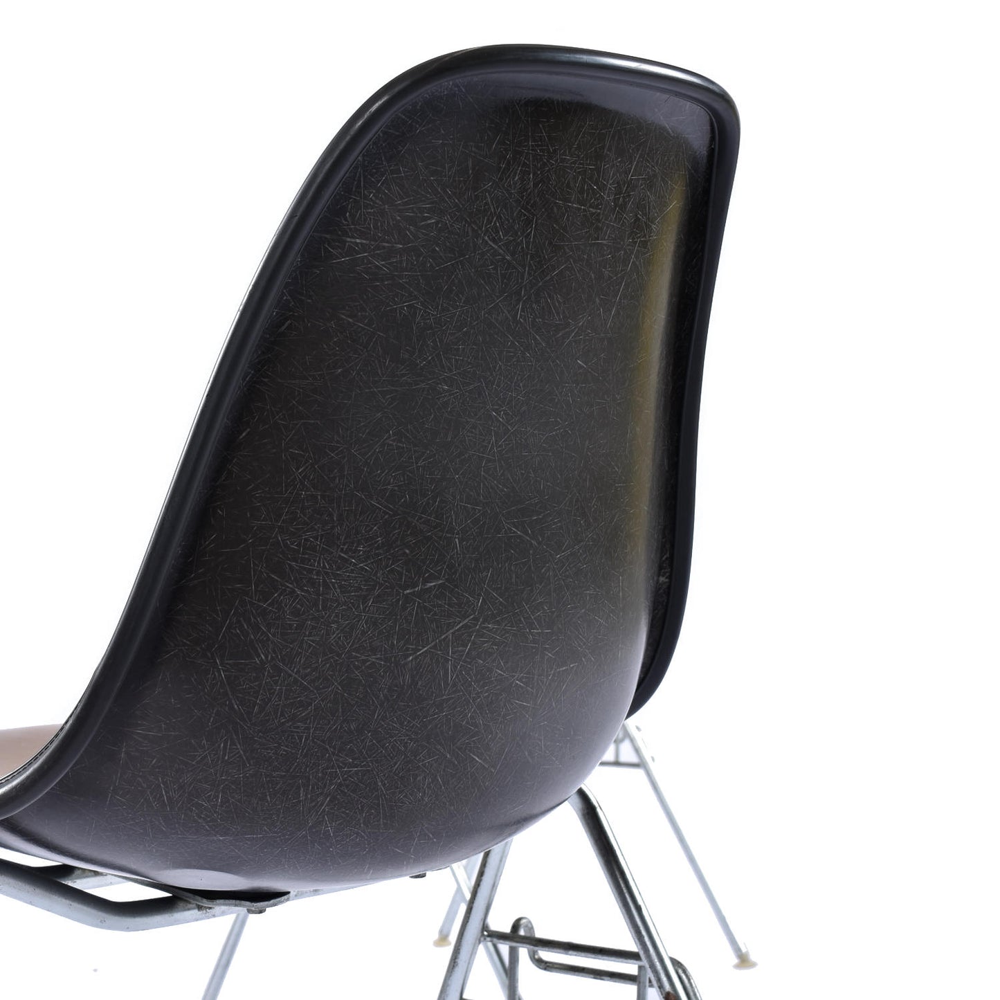 6 Herman Miller Eames Stacking Shell Chairs with Brown Naugahyde Pads