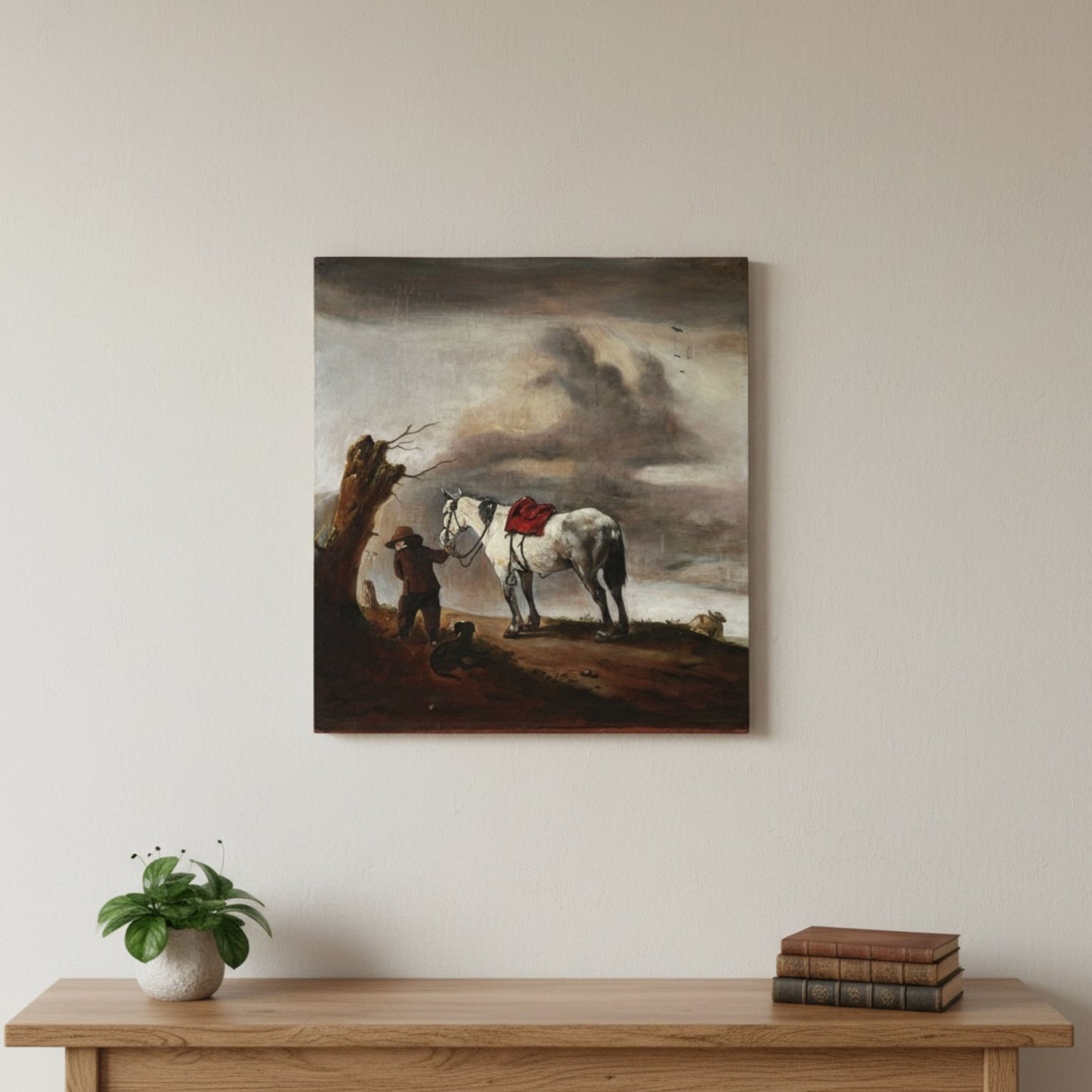 Reproductie van George Boellaard van het olieverfschilderij 'Grijze Paard' van Wouwermans