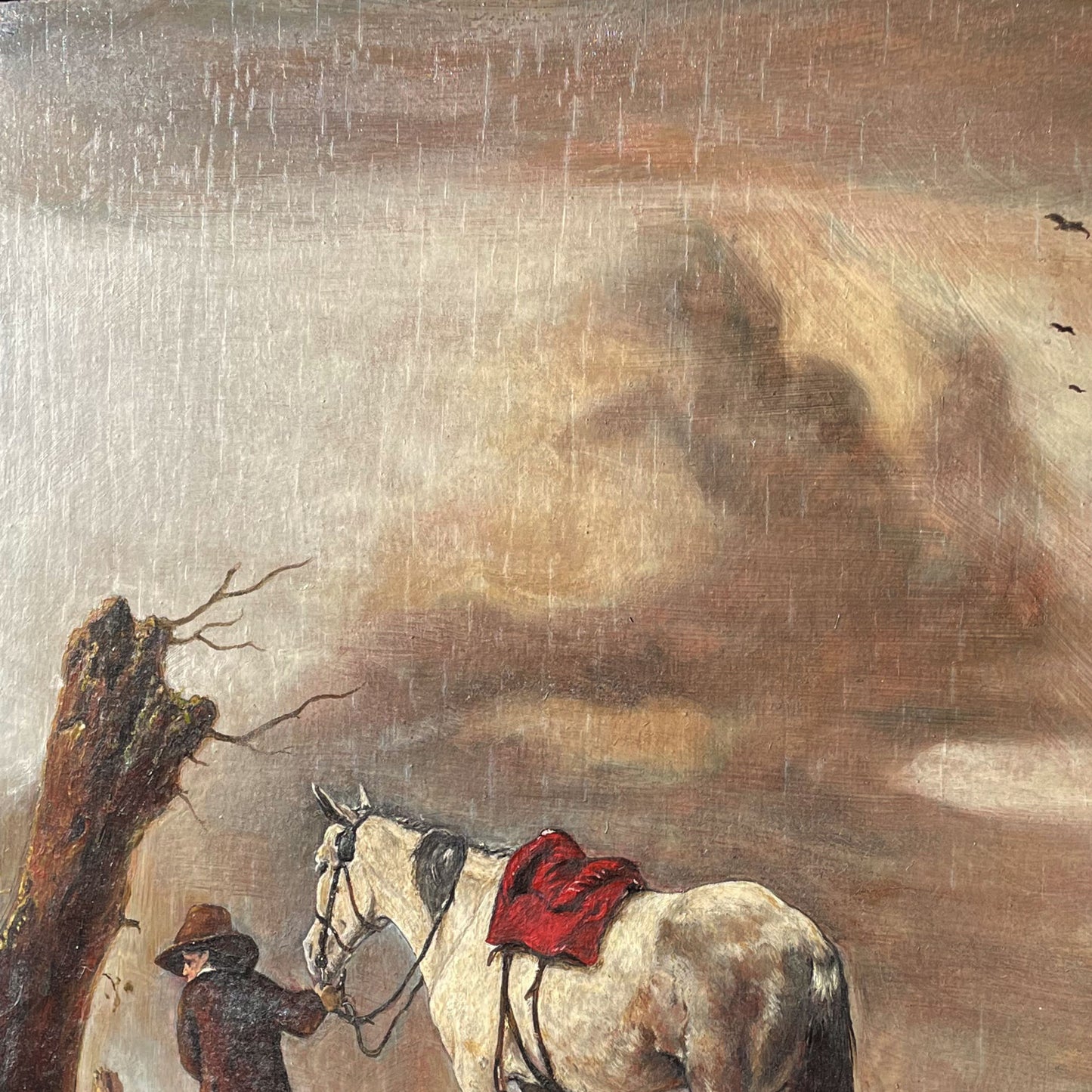 Reproductie van George Boellaard van het olieverfschilderij 'Grijze Paard' van Wouwermans