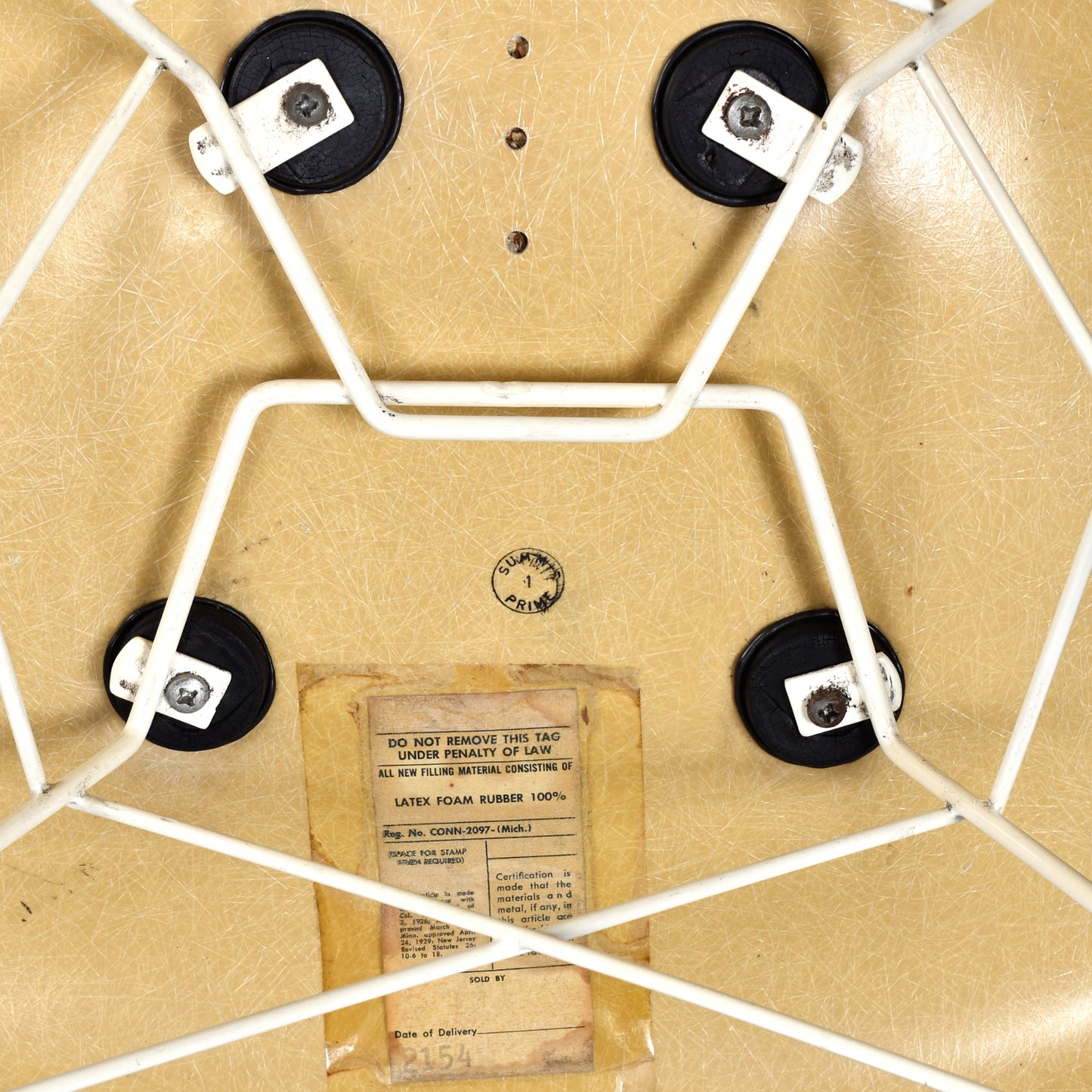 Pair of Eames for Herman Miller LAR Shell Chairs with Yellow Naugahyde Pads