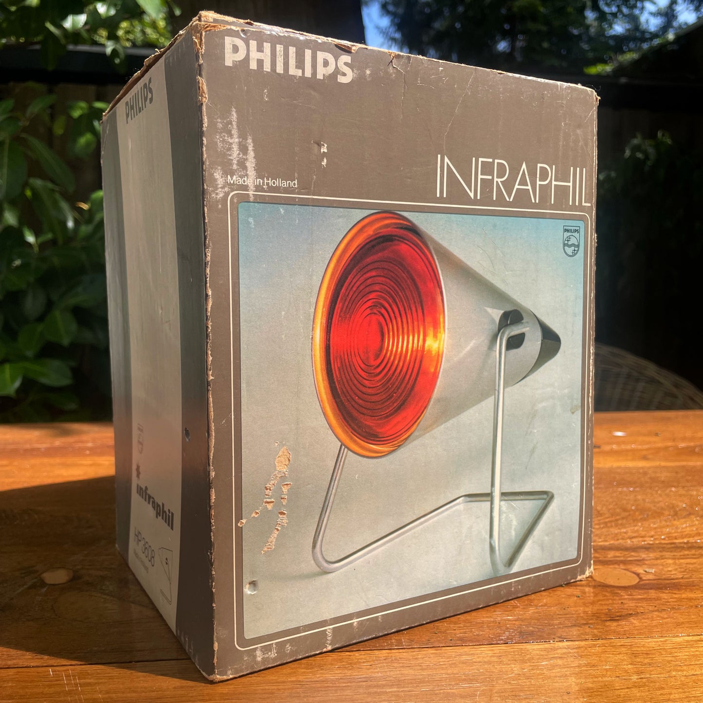 1975 Philips Infraphil HP 3608 infraroodlamp met doos en cantinedienst bon
