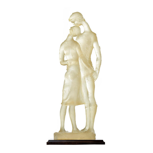René Lalique Style Signed Resin Sculpture of Two Lovers 81cm Tall