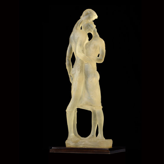 René Lalique Style Signed Resin Sculpture of Two Lovers 81cm Tall