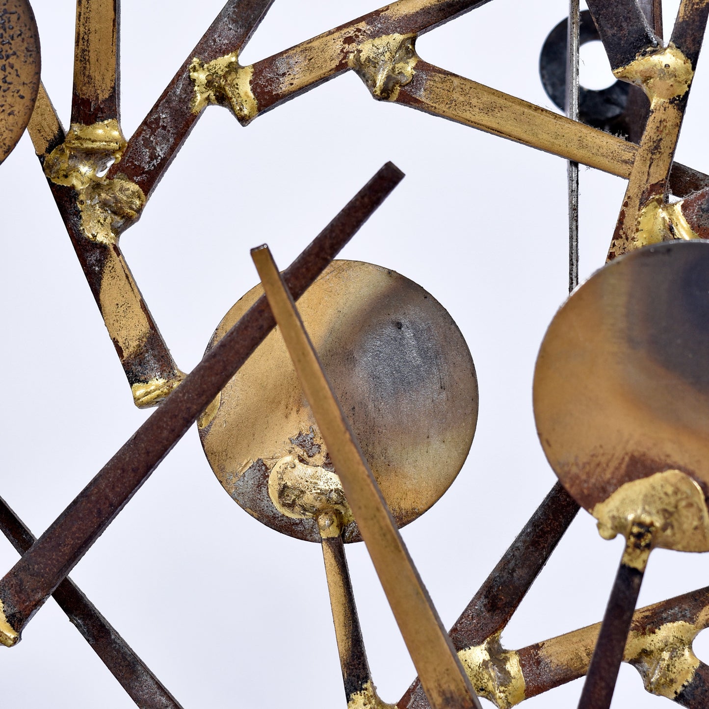Large Marc Creates Brutalist Torch Cut Metal Nail Tree Sculpture