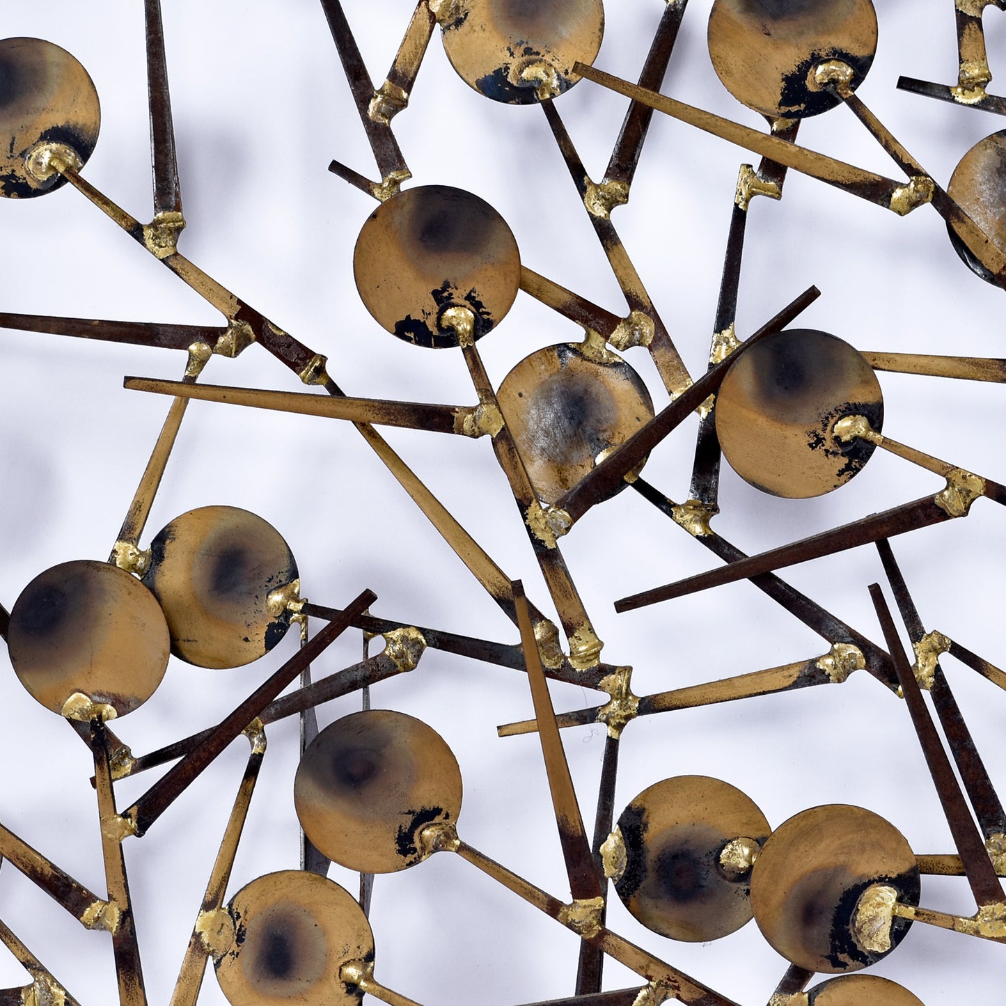 Large Marc Creates Brutalist Torch Cut Metal Nail Tree Sculpture