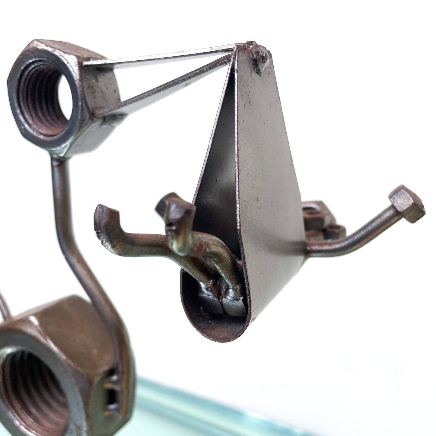 Folk-Art Steampunk Gelaste netalen Ooievaar met Babybeeldje kraamcadeau