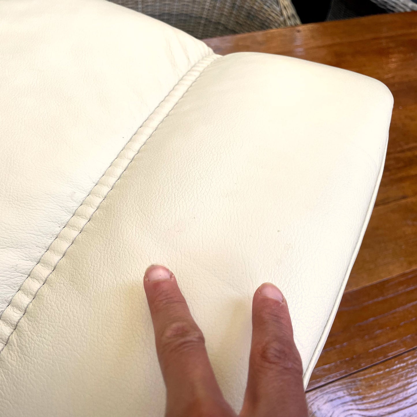Ekornes Stressless voetenbankje van leer en hout