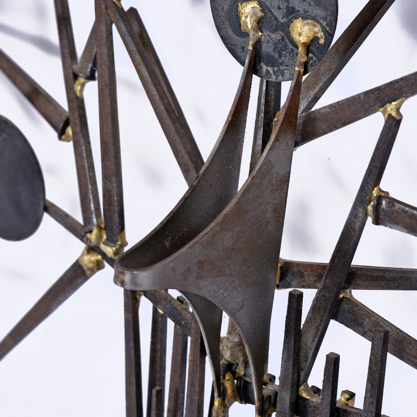 Large Marc Creates Brutalist Torch Cut Metal Nail Tree Sculpture