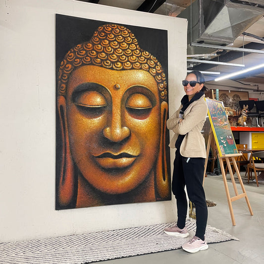 Large Textured Buddha Painting 2 Meters Tall